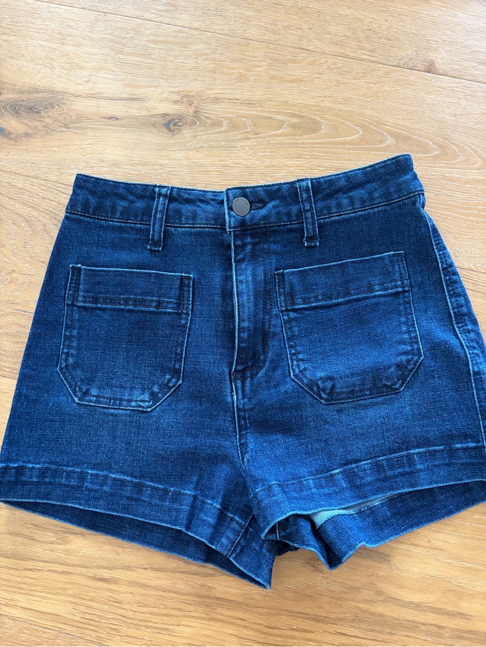 Classic High-Waist Dark Blue Denim Shorts for Women